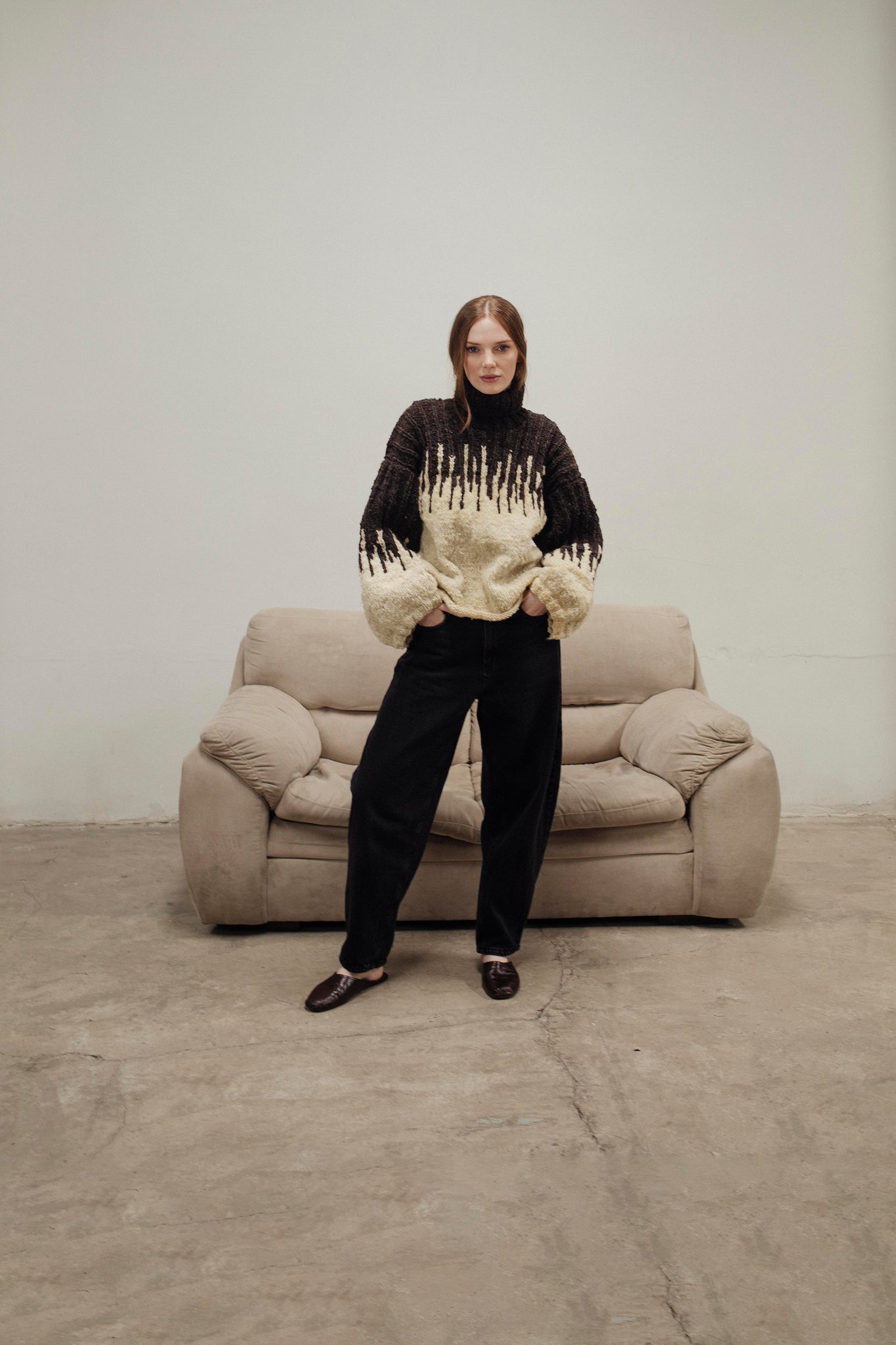 SACO DE PUNTO IVORY Y CHOCOLATE