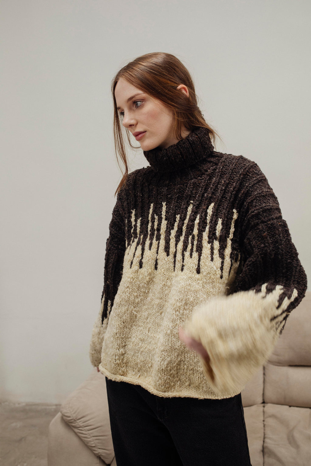 SACO DE PUNTO IVORY Y CHOCOLATE