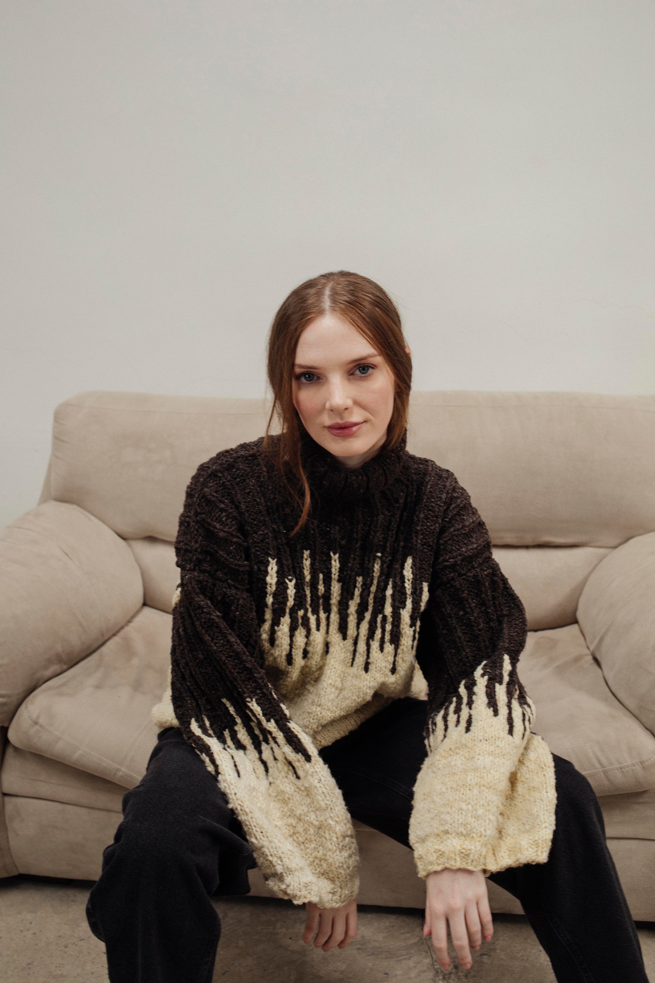 SACO DE PUNTO IVORY Y CHOCOLATE