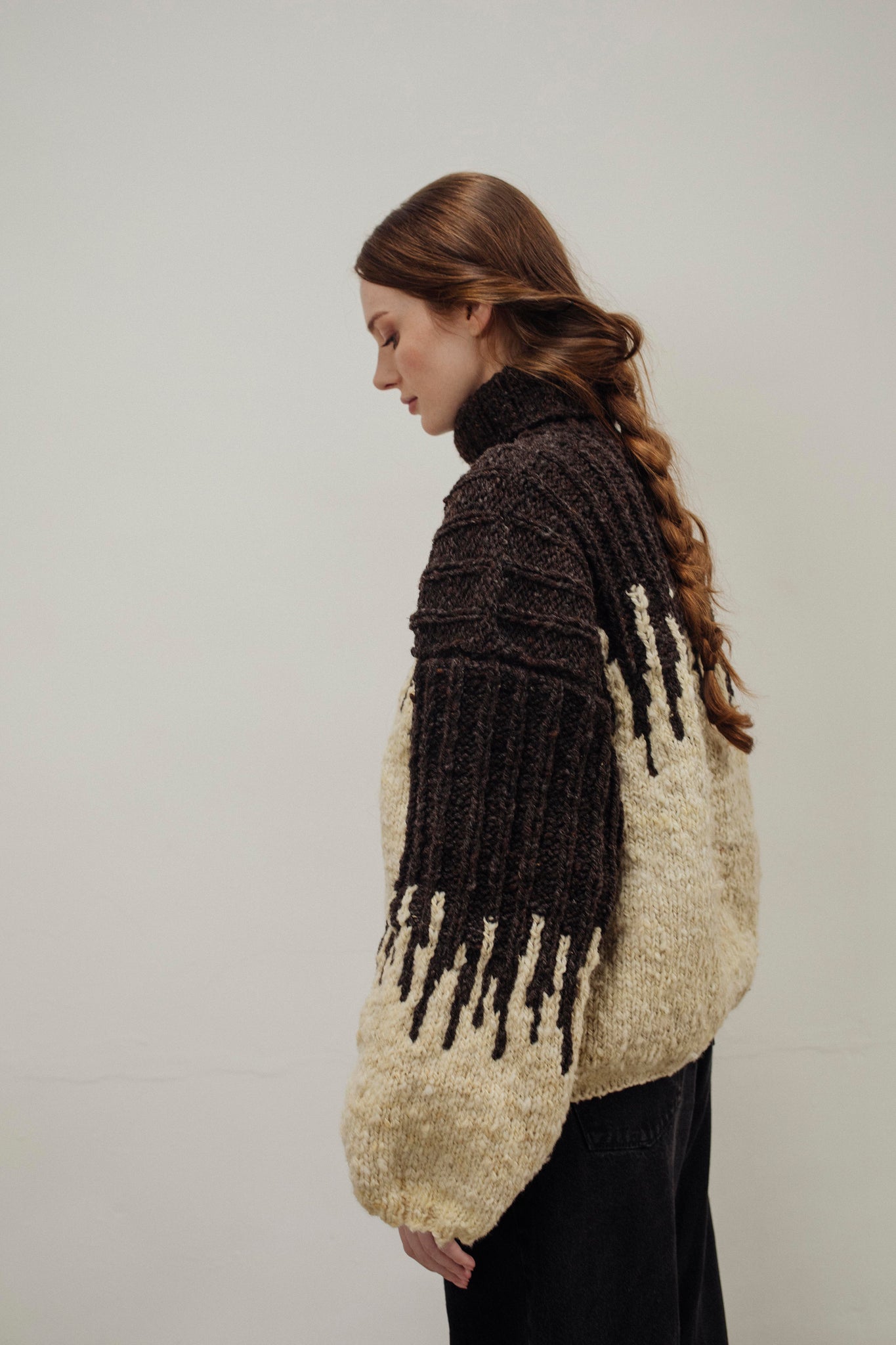 SACO DE PUNTO IVORY Y CHOCOLATE