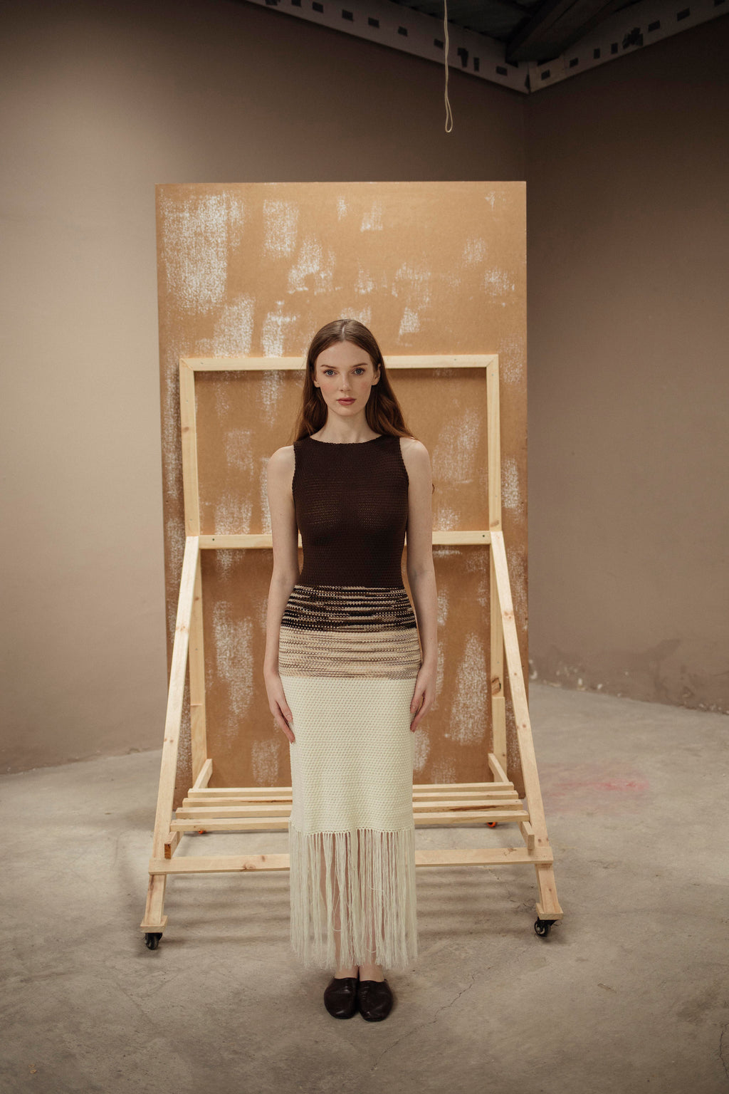 VESTIDO DEGRADÉ CHOCOLATE Y IVORY