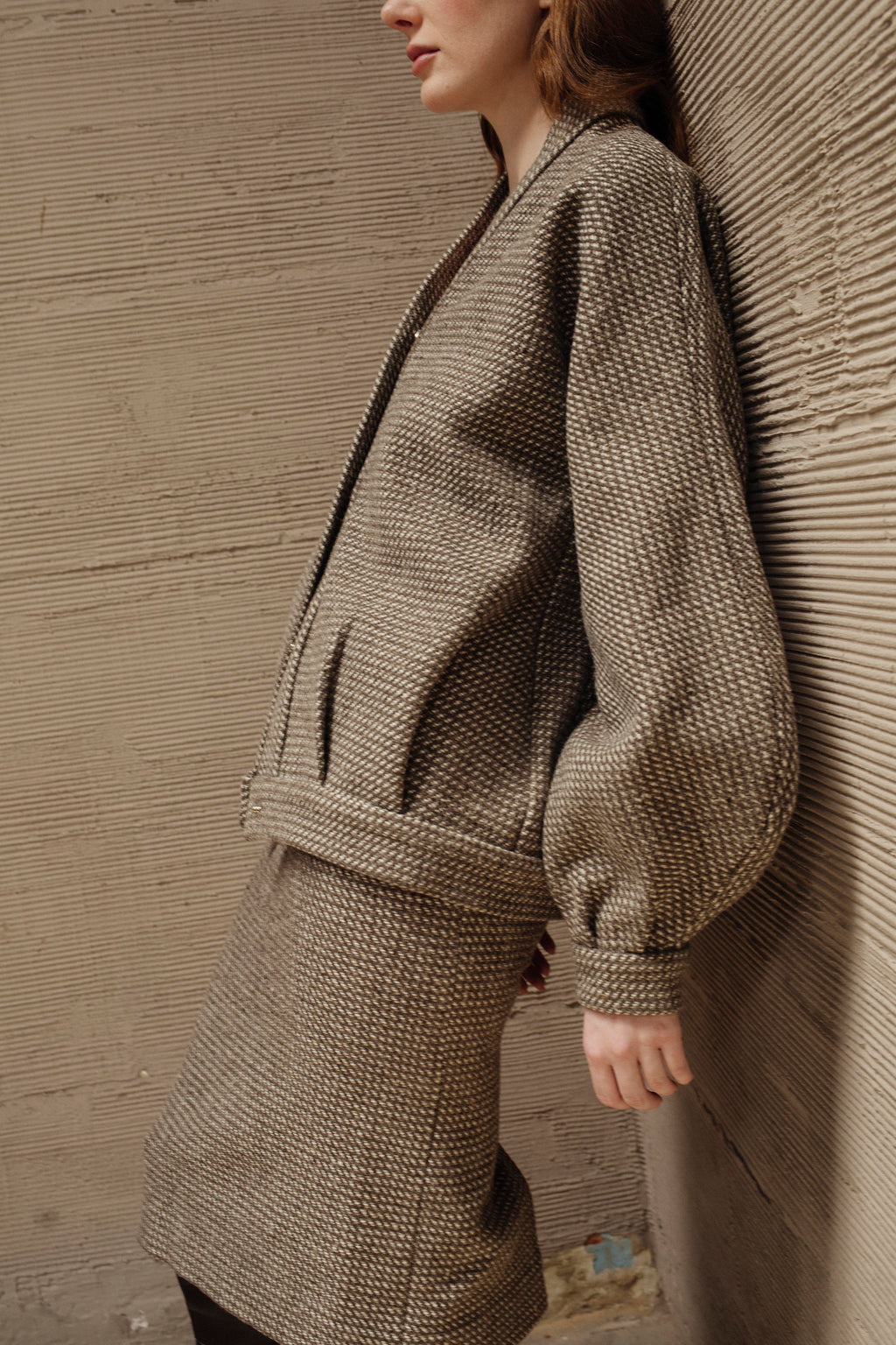 SET DE PUNTO GRIS Y IVORY