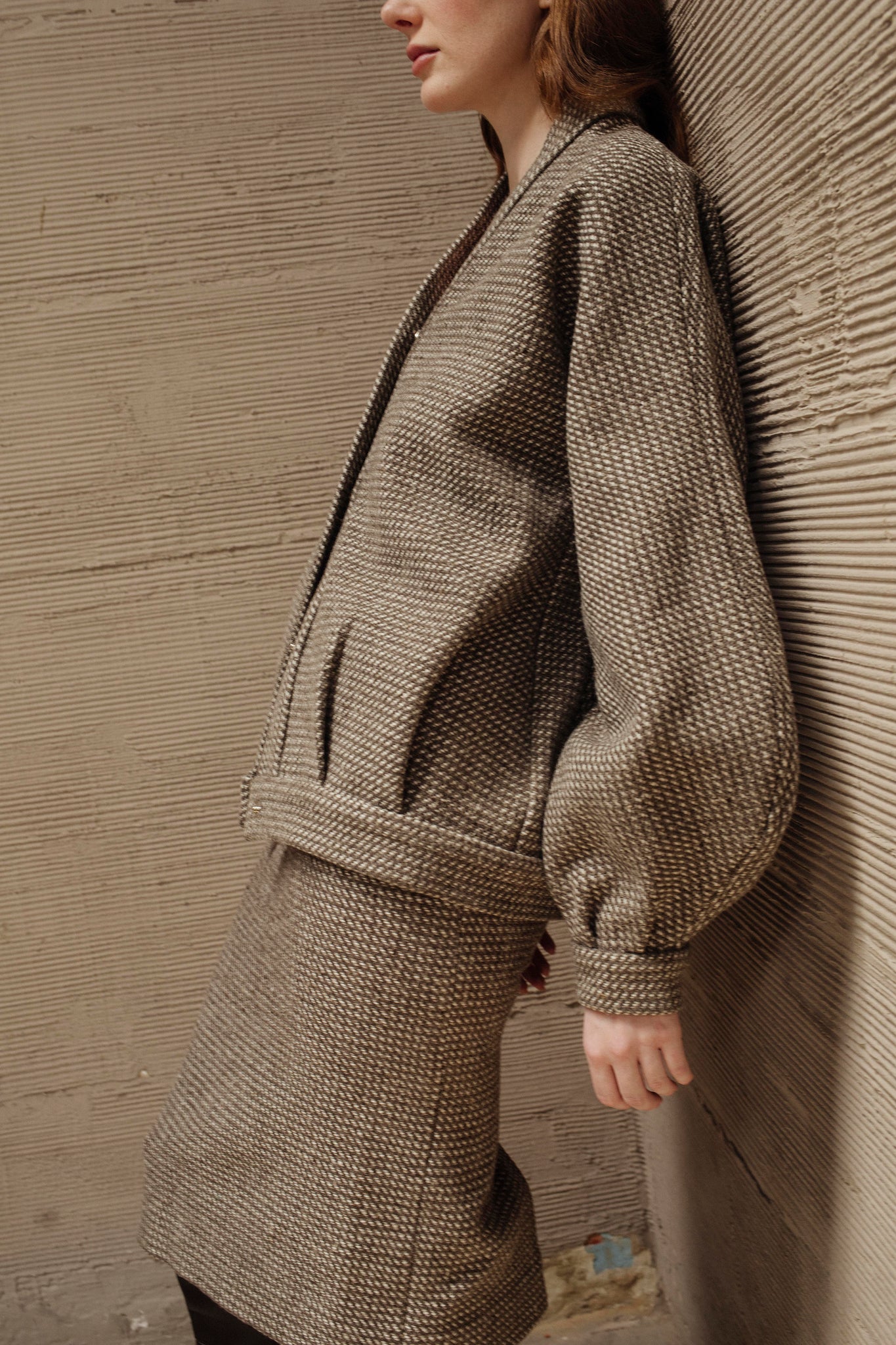 SET DE PUNTO GRIS Y IVORY