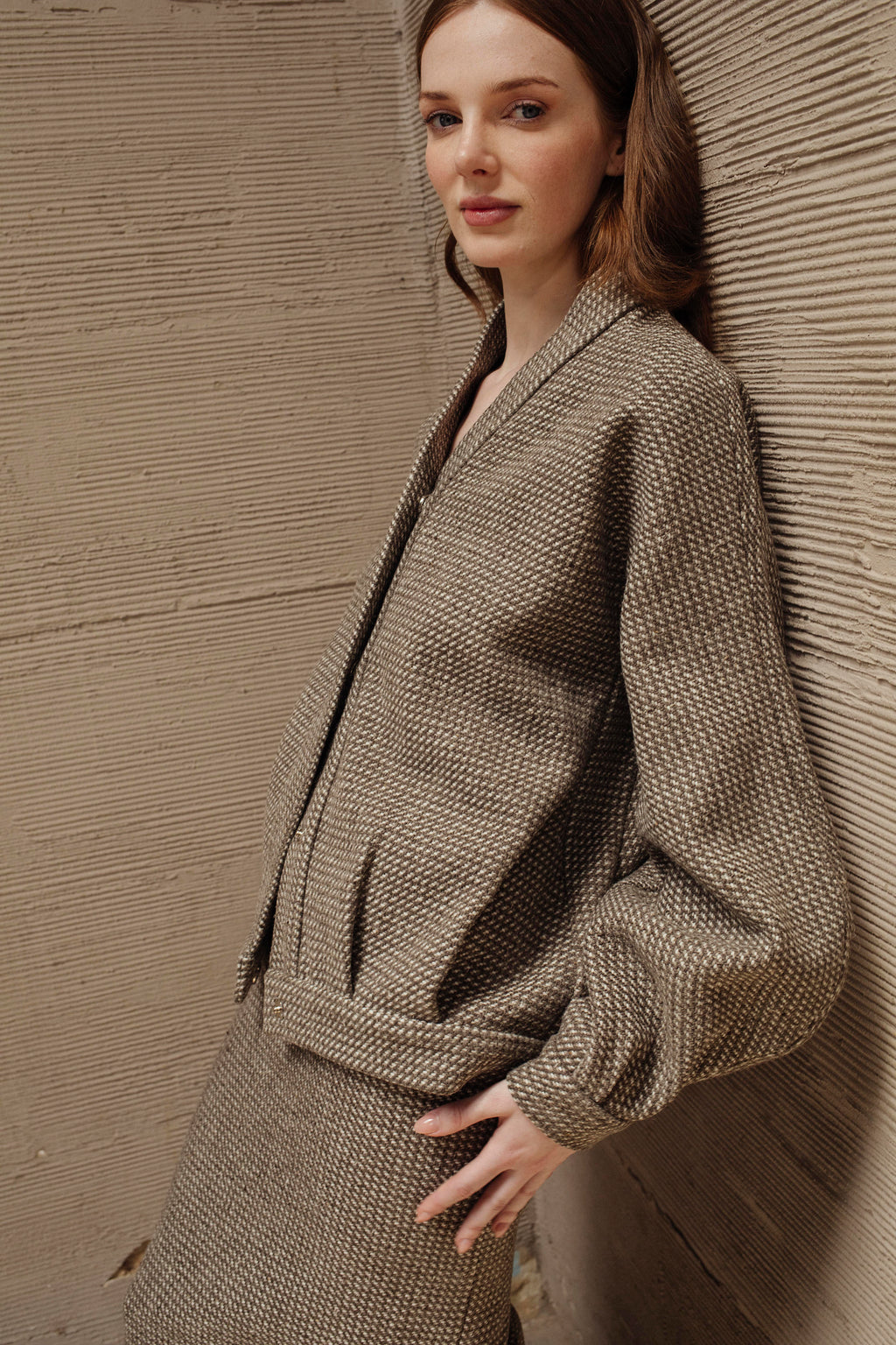 SET DE PUNTO GRIS Y IVORY