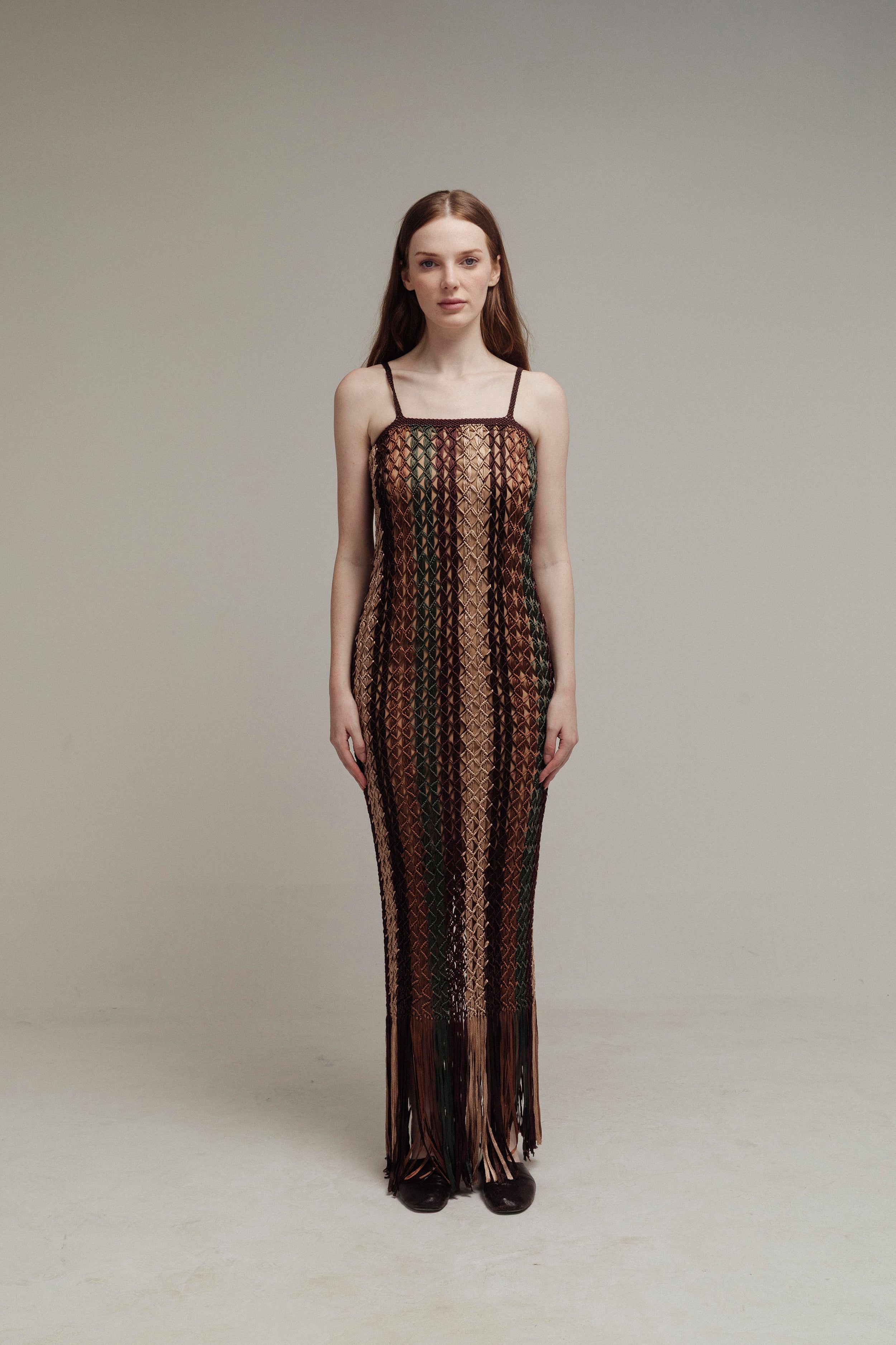 VESTIDO MACRAMÉ RAYAS MULTICOLOR