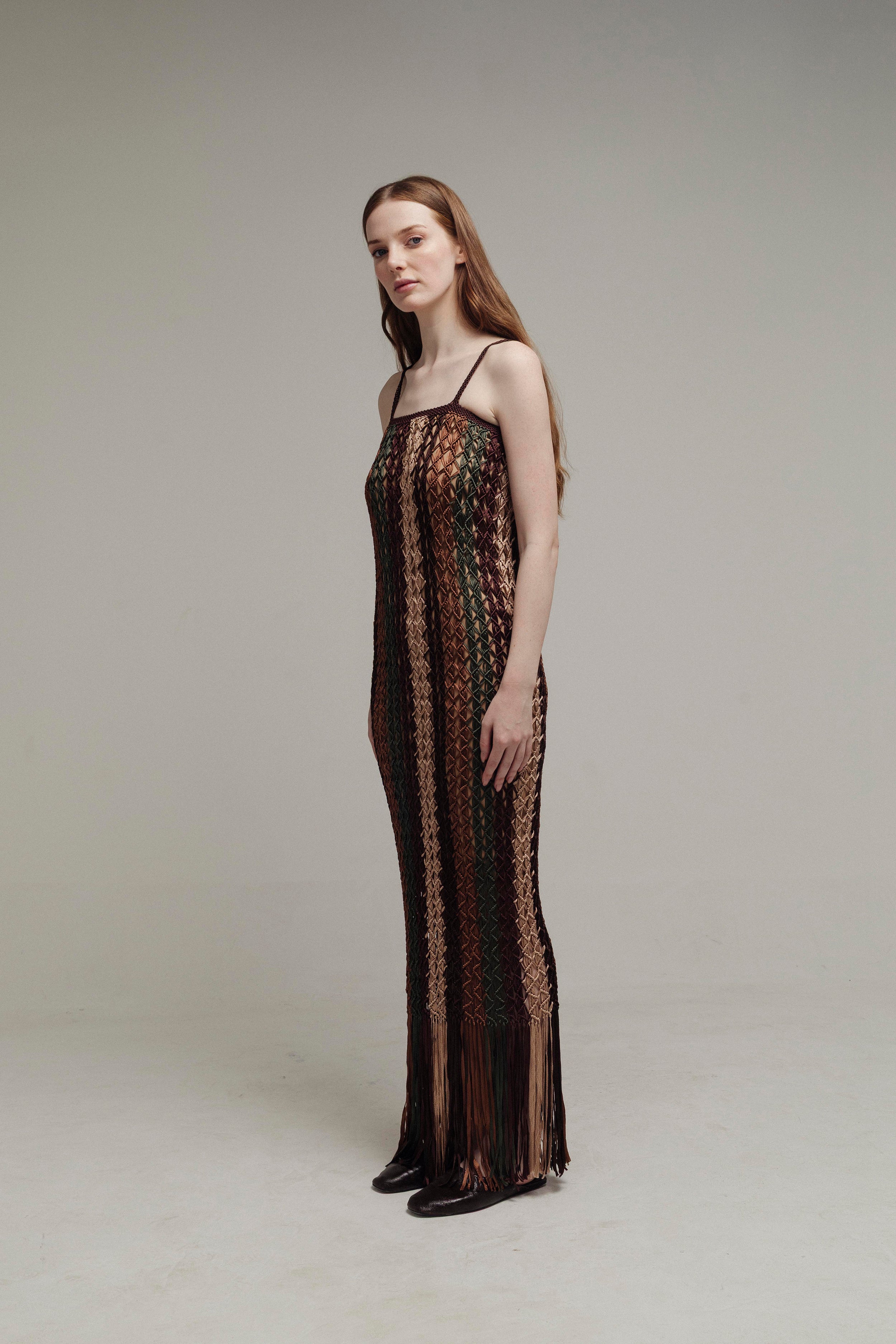 VESTIDO MACRAMÉ RAYAS MULTICOLOR