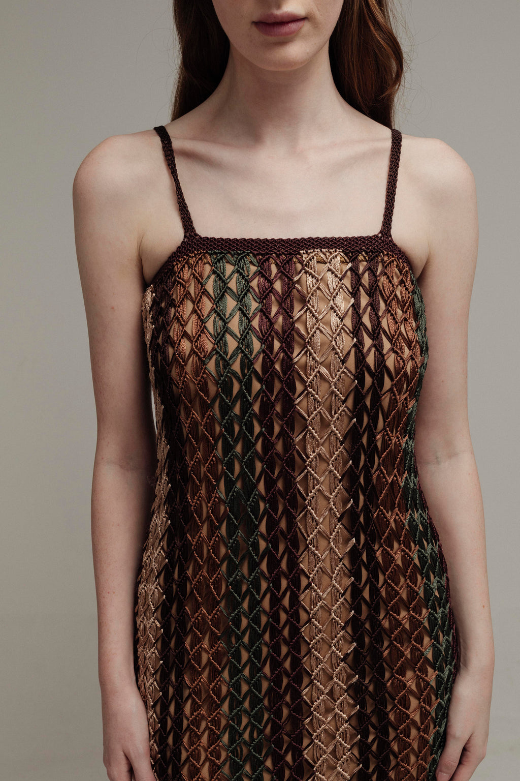 VESTIDO MACRAMÉ RAYAS MULTICOLOR