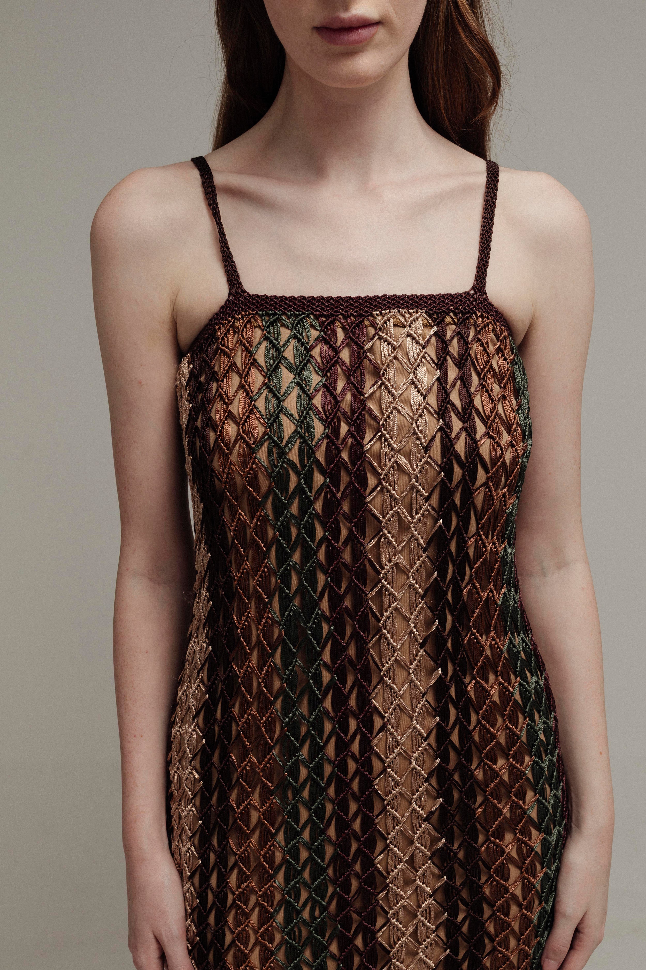 VESTIDO MACRAMÉ RAYAS MULTICOLOR