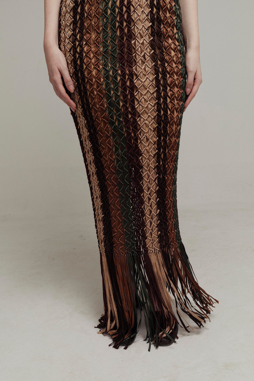 VESTIDO MACRAMÉ RAYAS MULTICOLOR