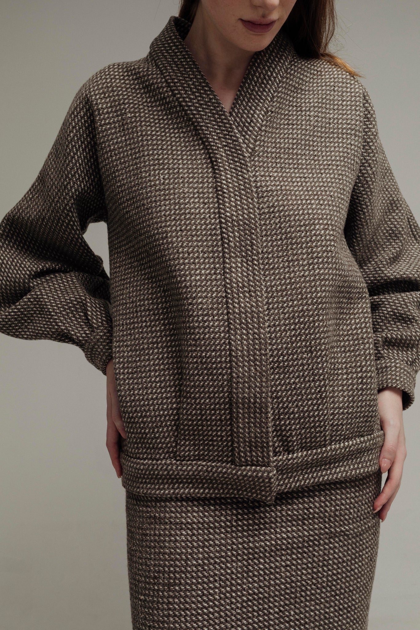 SET DE PUNTO GRIS Y IVORY